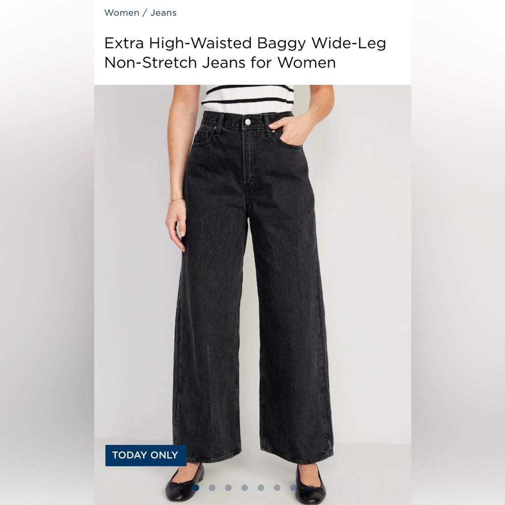Extra High-Waisted Baggy Wide-Leg Non-Stretch Jeans for Women size 6 NWT
